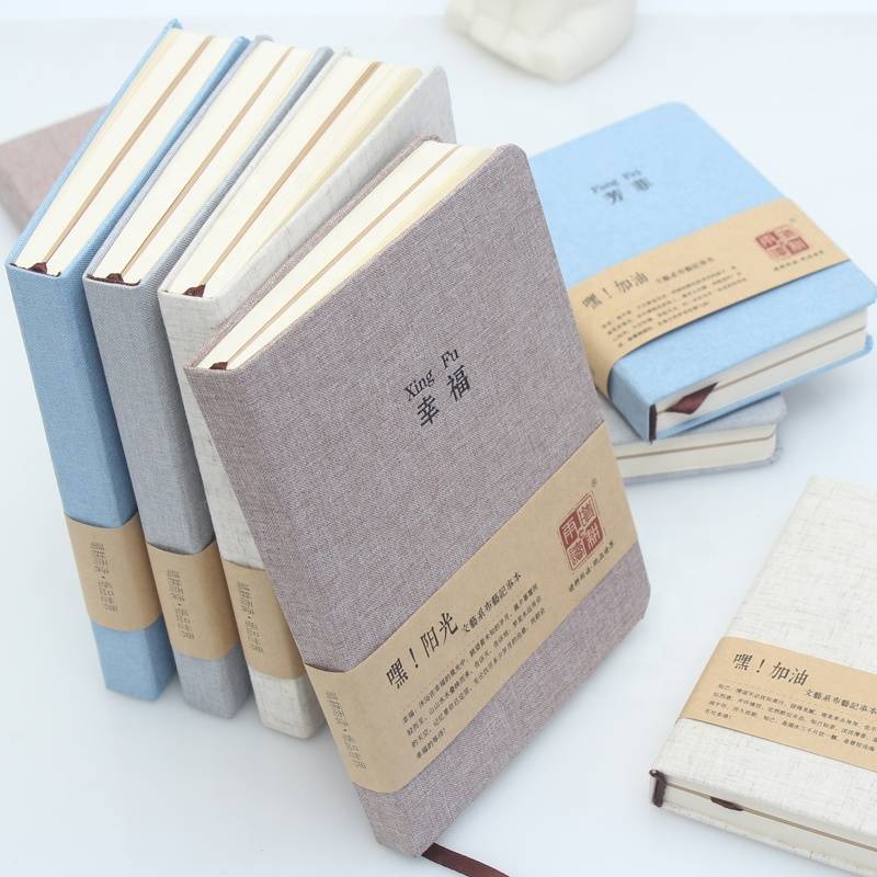 A5/a6 Fabric Cloth Cover Notebook Simple Plain Cloth Journals Diary Blank Grid Notebook